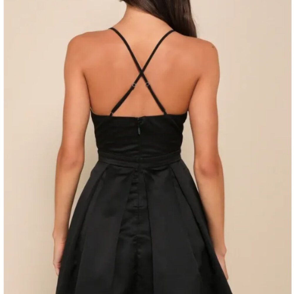 Lulus Be With You Dark Teal Blue Skater Dress in Black - Picture 2 of 7